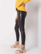 Colanți damă eleganți termici din piele ecologică- Negru