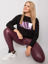 Colanți damă eleganți termici din piele ecologică- Violet