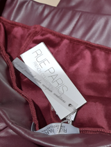 Colanți damă eleganți termici din piele ecologică- Violet