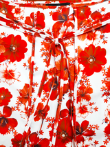 Fustă damă albă cu flori roșii