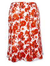 Fustă damă albă cu flori roșii