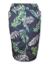 Fustă femei bleumarin cu frunze grafice