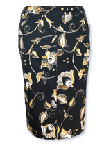 Fustă femei neagră cu flori bej