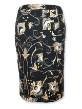 Fustă femei neagră cu flori bej