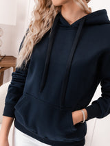 Hanorac damă cu buzunar marsupiu- Bleumarin