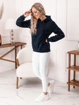 Hanorac damă cu buzunar marsupiu- Bleumarin