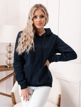 Hanorac damă cu buzunar marsupiu- Bleumarin