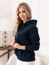 Hanorac damă cu buzunar marsupiu- Bleumarin