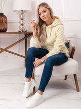 Hanorac damă cu buzunar marsupiu- Galben Deschis