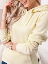 Hanorac damă cu buzunar marsupiu- Galben Deschis
