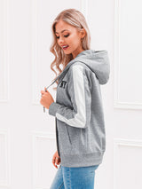 Hanorac damă cu fermoar și broderie