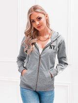 Hanorac damă cu fermoar și broderie