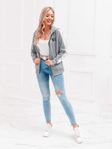 Hanorac damă cu fermoar și broderie