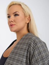 Jachetă damă Plus Size fără închidere- Carouri mari