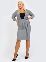 Jachetă damă Plus Size fără închidere- Carouri mici