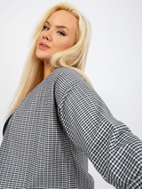 Jachetă damă Plus Size fără închidere- Carouri mici
