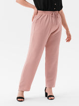 Pantaloni damă lejeri de vară Plus Size - Roz