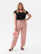 Pantaloni damă lejeri de vară Plus Size - Roz