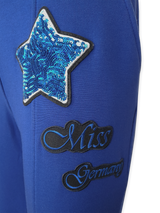 Pantaloni femei casual cu broderii aplicate-albaștri