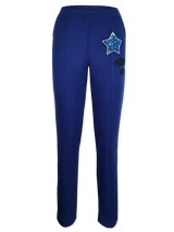 Pantaloni femei casual cu broderii aplicate-albaștri