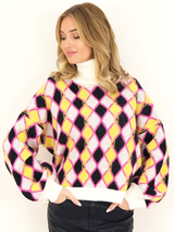 Pulover damă tricotat Jacquard cu lână