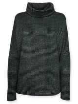 Pulover femei cu carouri mici negru-verde