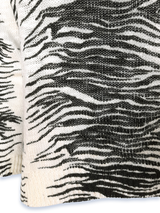 Pulover femei tricotat crem gălbui cu motive negre