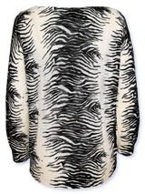 Pulover femei tricotat crem gălbui cu motive negre