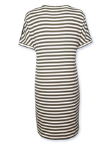 Rochie damă "5 HEARTS" verde inchis cu motiv floral și dungi