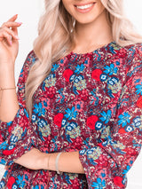Rochie damă de vară - Bordo cu flori
