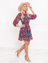 Rochie damă de vară - Bordo cu flori