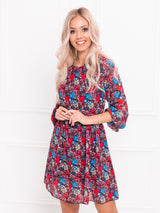 Rochie damă de vară - Bordo cu flori