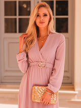 Rochie damă elegantă asimetrică- Roz Pudră