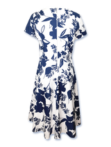 Rochie femei "5 HEARTS" albă cu flori albastre