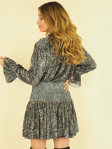 Rochie femei cu animal print și aspect catifelat