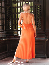 Rochie femei elegantă plisată - Orange