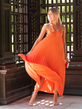 Rochie femei elegantă plisată - Orange
