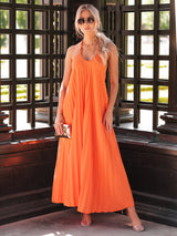 Rochie femei elegantă plisată - Orange