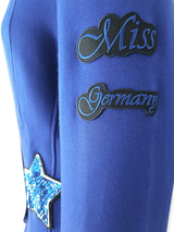 Sacou femei casual cu broderii aplicate- albastru