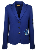 Sacou femei casual cu broderii aplicate- albastru