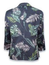 Sacou femei imprimat bleumarin cu frunze grafice