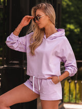 Trening damă de vară cu hanorac și pantalon scurt- Violet Deschis