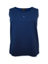 Tricou top damă bleumarin cu ornament argintiu