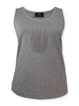 Tricou top femei gri cu ornament argintiu