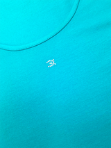 Tricou top femei turcoaz cu ornament argintiu