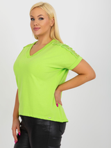 Bluză damă Mărimi Mari cu dantelă pe umăr- Verde Lime