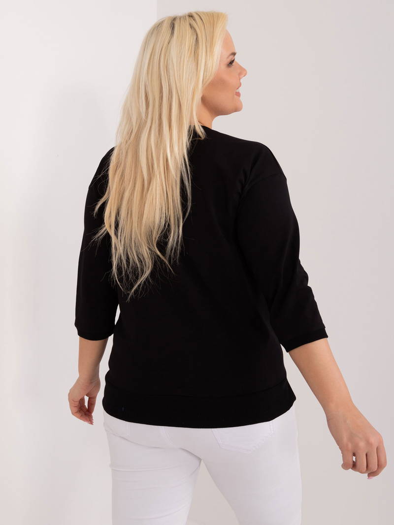 Bluză damă tip tunică Plus Size- Negru