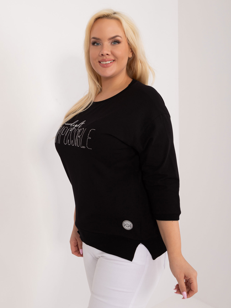 Bluză damă tip tunică Plus Size- Negru