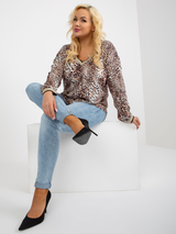 Bluză damă Plus Size din catifea cu animal print