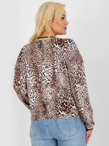 Bluză damă Plus Size din catifea cu animal print